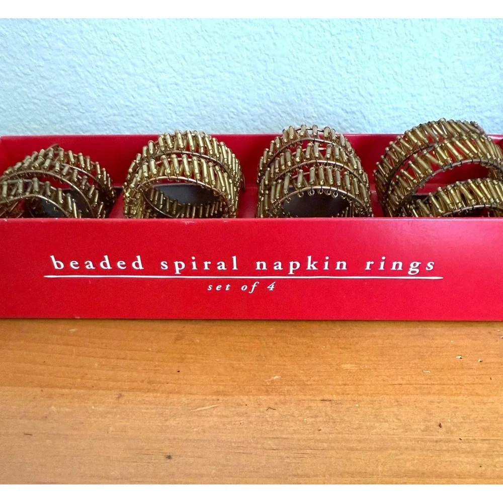 Pier 1 Imports Beaded Spiral Napkin Holders Set-4‎ Adjustable